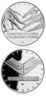 Image of 200 koruna coin - FIS Nordic World Ski Championships | Czech Republic 2009.  The Silver coin is of Proof, BU quality.