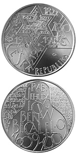 Image of 200 koruna coin - 400th anniversary of death of Rabbi Jehuda Löw | Czech Republic 2009.  The Silver coin is of Proof, BU quality.