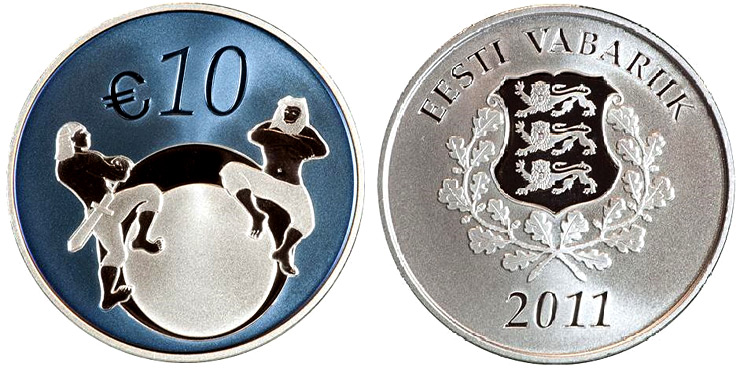 Image of 10 euro coin - Estonia's future | Estonia 2011.  The Silver coin is of Proof quality.