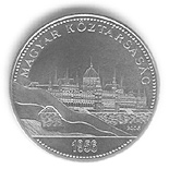 Image of 50 forint coin - 50th anniversary of the 1956 Hungarian Revolution and War of Independence | Hungary 2006.  The Copper–Nickel (CuNi) coin is of BU quality.