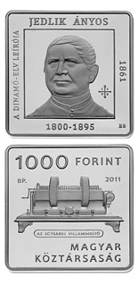 1000 forint coin 150th anniversary of Ányos Jedlik  | Hungary 2011