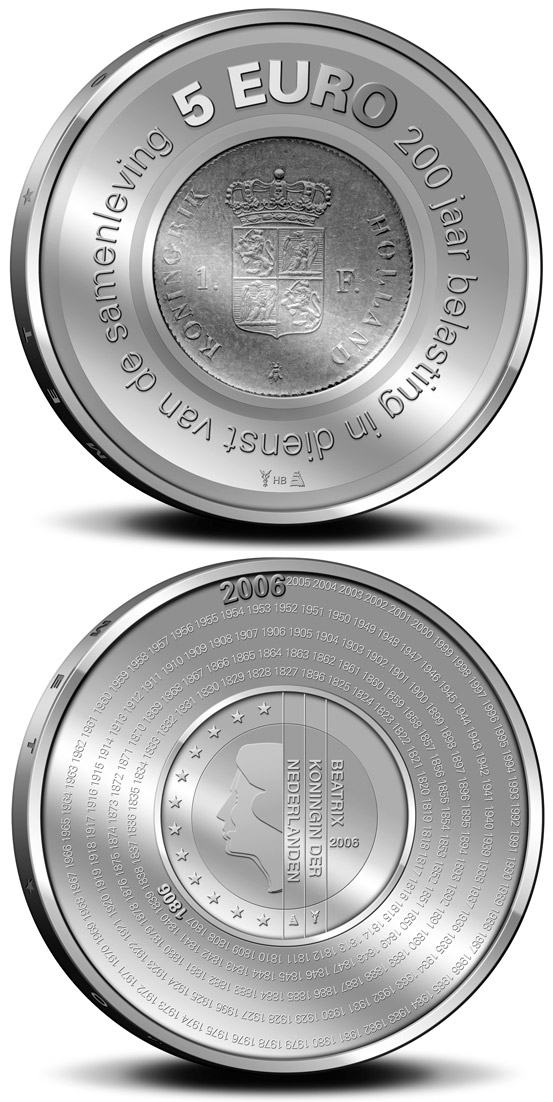 5 euro 200 years Dutch Financial Office  - 2006 - Series: Silver 5 euro coins - Netherlands