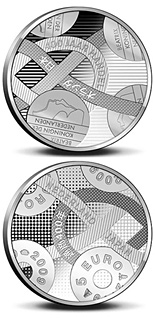 Image of 5 euro coin - 400 years Trade relations with Japan  | Netherlands 2009.  The Silver coin is of Proof, UNC quality.