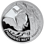 Image of 20 zloty coin - Lesser horseshoe bat | Poland 2010.  The Silver coin is of Proof quality.