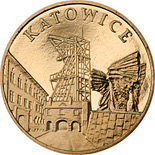 Image of 2 zloty coin - Katowice | Poland 2010.  The Nordic gold (CuZnAl) coin is of UNC quality.