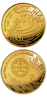 Image of 0.25 euro coin - Vasco da Gama | Portugal 2009.  The Gold coin is of BU quality.