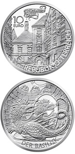 Image of 10 euro coin - The Basilisk of Vienna | Austria 2009.  The Silver coin is of Proof quality.