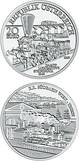 Image of 20 euro coin - South Railways Vienna-Triest | Austria 2007.  The Silver coin is of Proof quality.