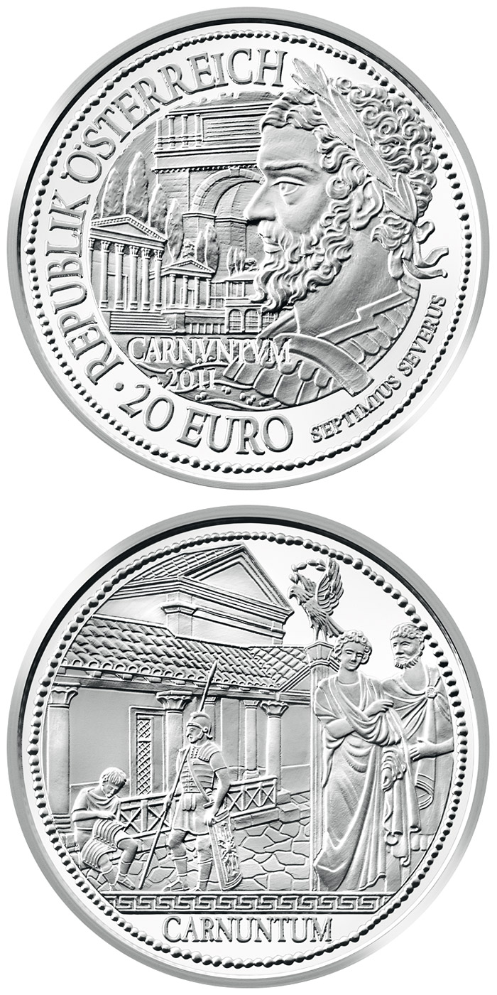 Image of 20 euro coin - Carnuntum | Austria 2011.  The Silver coin is of Proof quality.