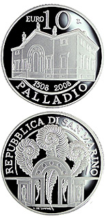Image of 10 euro coin - 100th Anniversary of the death of Giosuè Carducci 1907-2007 | San Marino 2008.  The Silver coin is of Proof quality.