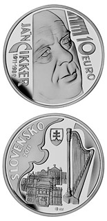 Image of 10 euro coin - Ján Cikker - the 100th anniversary of the birth  | Slovakia 2011.  The Silver coin is of Proof, BU quality.