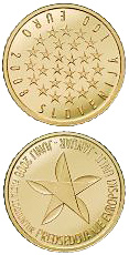 Image of 100 euro coin - Presidency of the European Union | Slovenia 2008.  The Gold coin is of Proof quality.