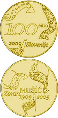 100 euro coin The centenary of the birth of painter Zoran Mušič  | Slovenia 2009