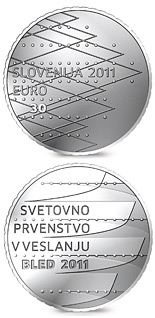 Image of 30 euro coin - World Rowing Championships Bled 2011 | Slovenia 2011.  The Silver coin is of Proof quality.