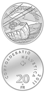 Image of 20 francs coin - Pilatus Railway | Switzerland 2011.  The Silver coin is of Proof, BU quality.