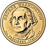 Image of 1 dollar coin - George Washington (1789-1797) | USA 2007.  The Nordic gold (CuZnAl) coin is of Proof, BU, UNC quality.