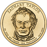 Image of 1 dollar coin - Zachary Taylor (1849-1850) | USA 2009.  The Nordic gold (CuZnAl) coin is of Proof, BU, UNC quality.