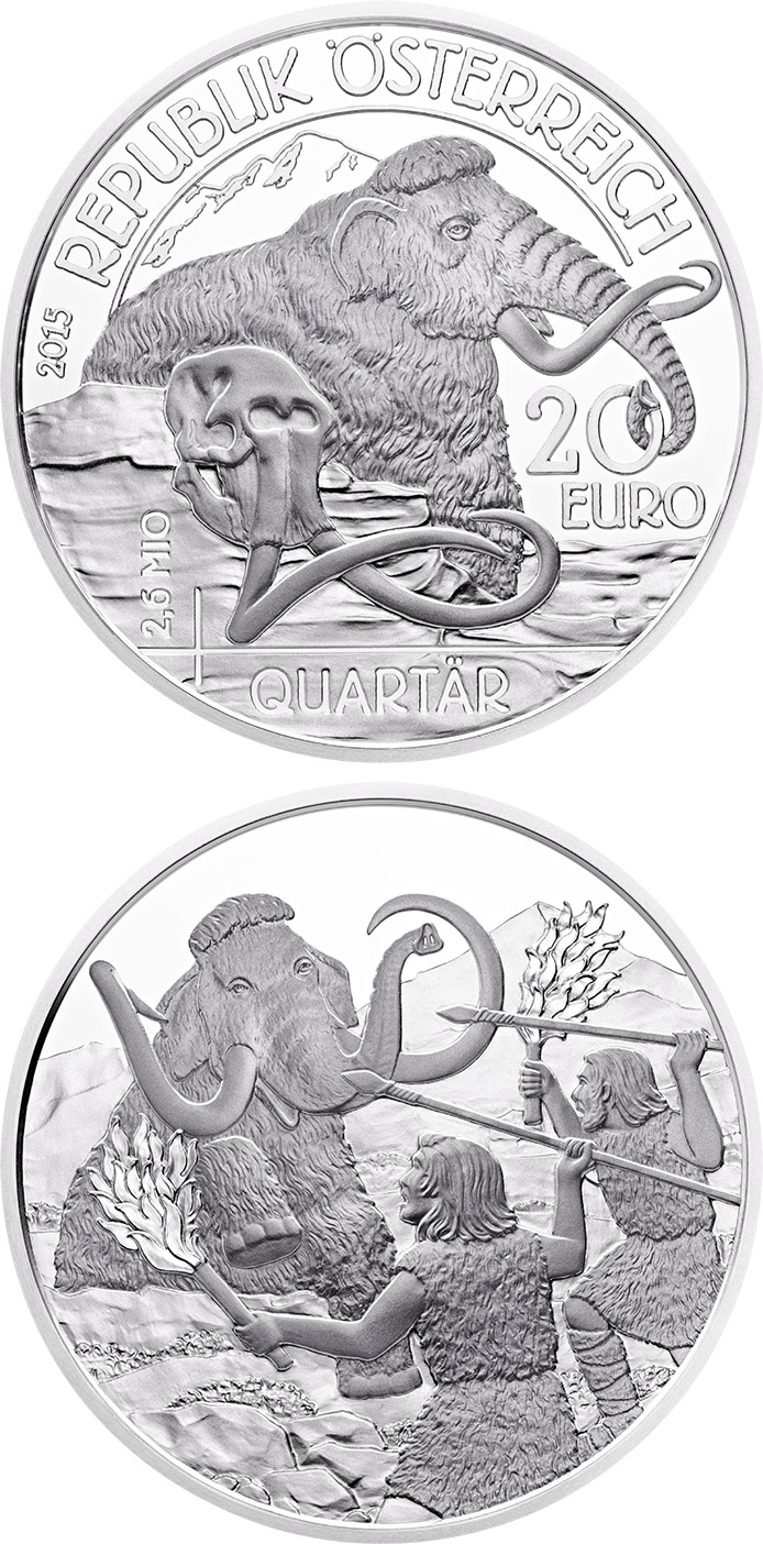 Image of 20 euro coin - Quaternary - Life on the Ground | Austria 2015.  The Silver coin is of Proof quality.