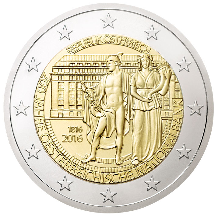 Image of 2 euro coin - 200 Years of the Österreichische Nationalbank | Austria 2016