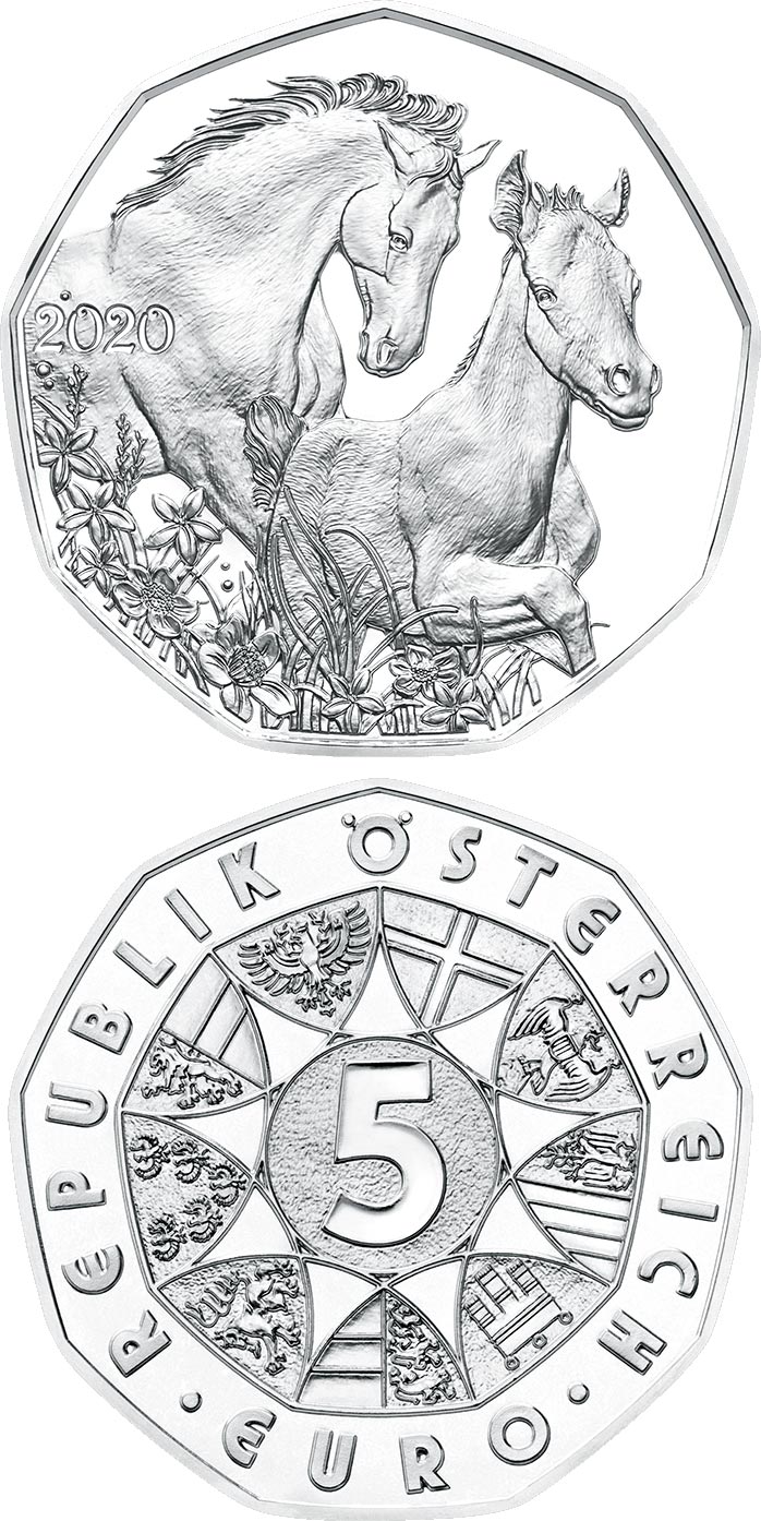 Image of 5 euro coin - Easter Coin 2020 | Austria 2020.  The Silver coin is of BU, UNC quality.