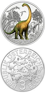 3 euro coin Argentinosaurus huinculensis –
the biggest behemoth | Austria 2021