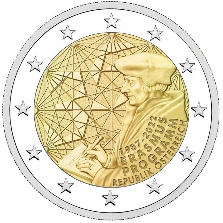 Image of 2 euro coin - 35th Anniversary of the Erasmus Programme | Austria 2022