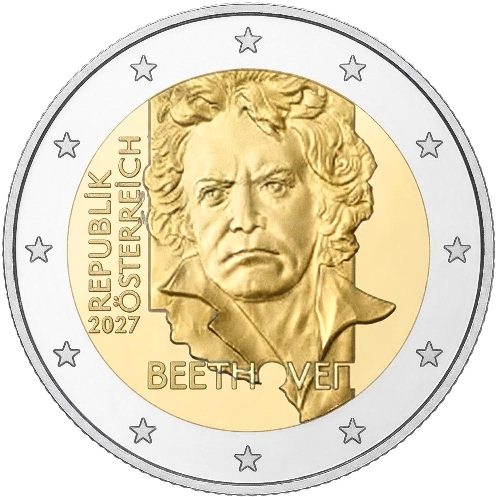 Image of 2 euro coin - Ludwig van Beethoven | Austria 2027