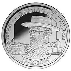 Image of 20 euro coin - Pater Damian  | Belgium 2009.  The Silver coin is of Proof quality.