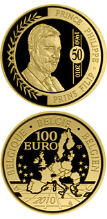 100 euro coin 50. birthday of Philipp of Belgium | Belgium 2010
