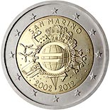 Image of 2 euro coin - Ten years of Euro  | Belgium 2012