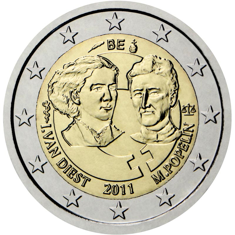 Image of 2 euro coin - 100th anniversary of International Women’s Day  | Belgium 2011