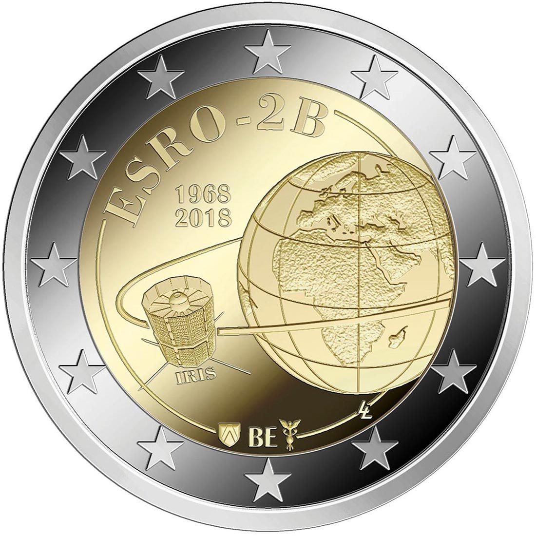 Image of 2 euro coin - 50 years ESRO-2B | Belgium 2018
