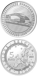 5 euro coin European Year of Railways 2021 | Belgium 2021