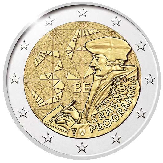 Image of 2 euro coin - 35th Anniversary of the Erasmus Programme | Belgium 2022