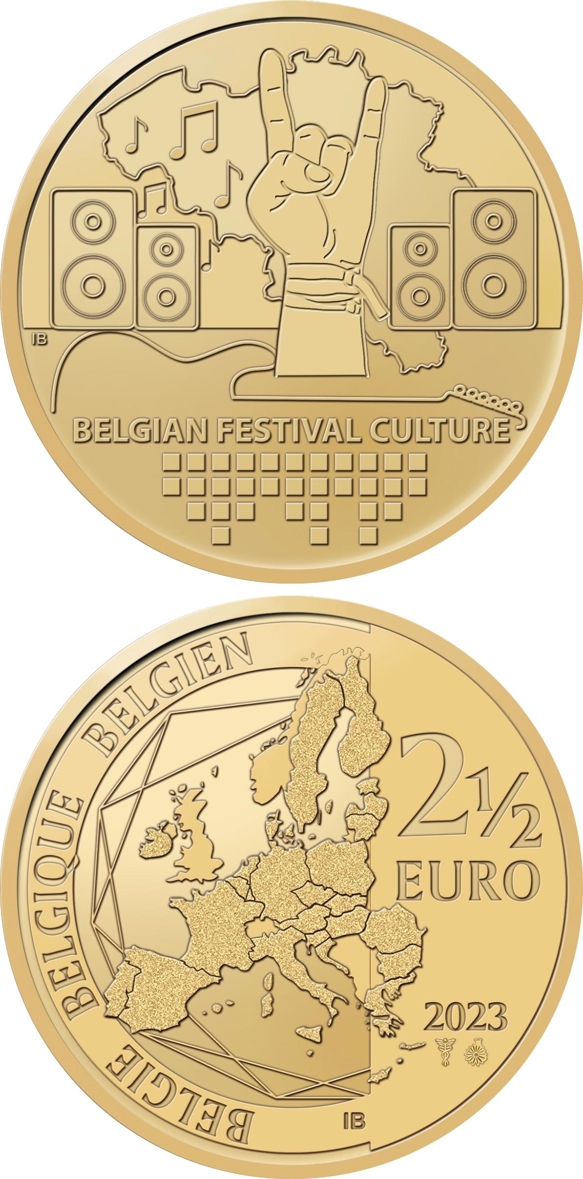 Image of 2.5 euro coin - Belgian Festival Culture | Belgium 2023.  The Brass coin is of BU quality.