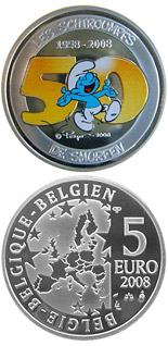 5 euro coin The Smurfs - 50th Anniversary (colored)  | Belgium 2008