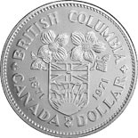 1 dollar coin British Columbia's centennial | Canada 1971