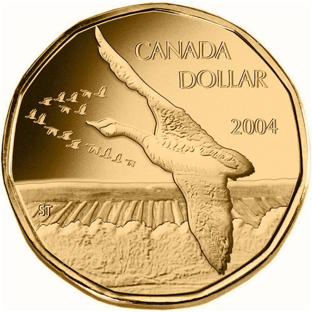 Image of 1 dollar coin - Jack Miner Bird Sanctuary | Canada 2004.  The Nickel, bronze plating coin is of BU quality.
