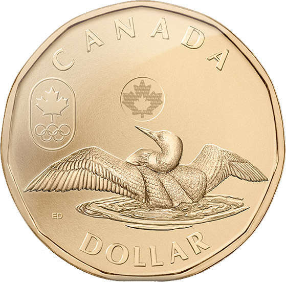 Image of 1 dollar coin - Olympic Lucky Loonie | Canada 2014