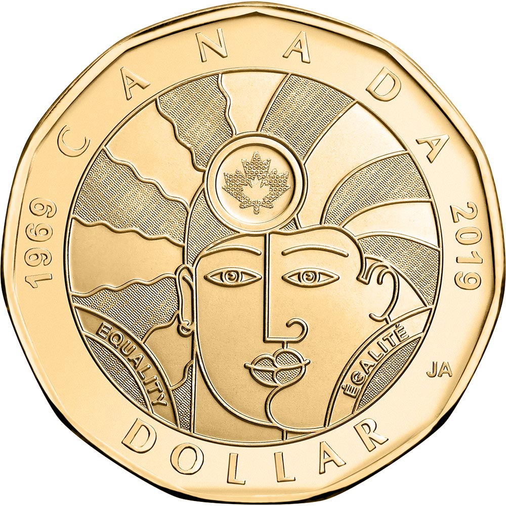 Image of 1 dollar coin - 50th anniversary of the decriminalization of homosexuality in Canada | Canada 2019