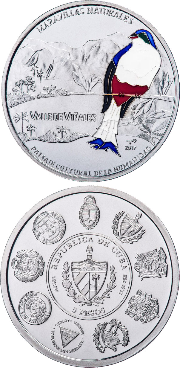Image of 10 pesos coin - Wonders of nature | Cuba 2017.  The Silver coin is of Proof quality.