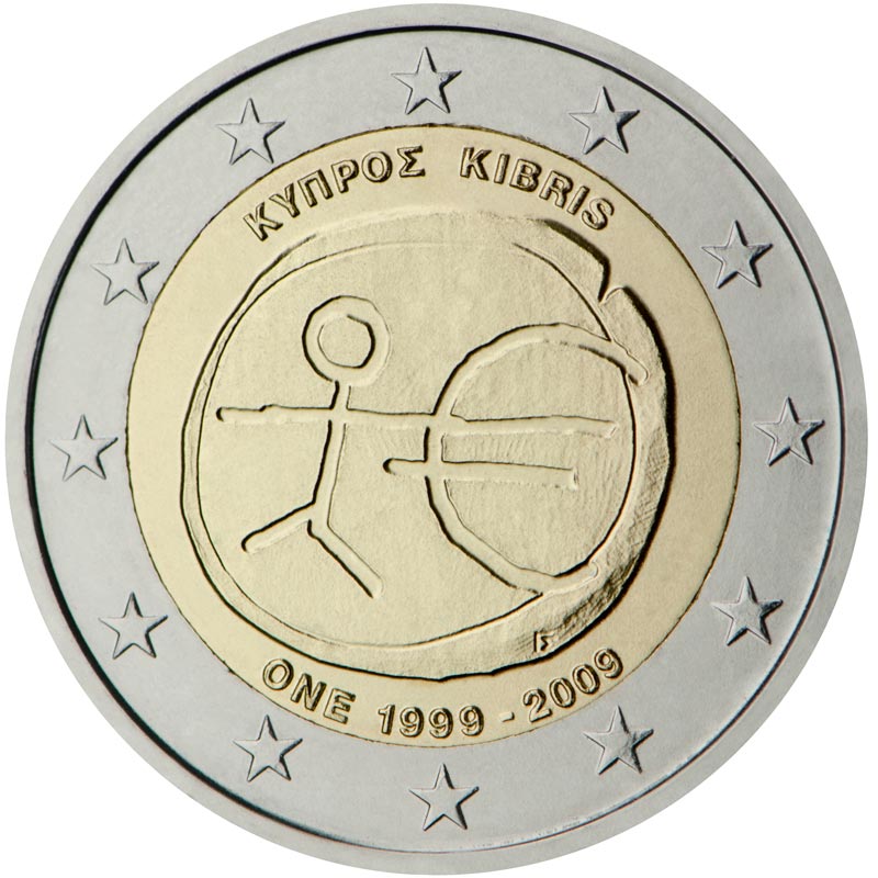 Image of 2 euro coin - 10th Anniversary of the Introduction of the Euro | Cyprus 2009