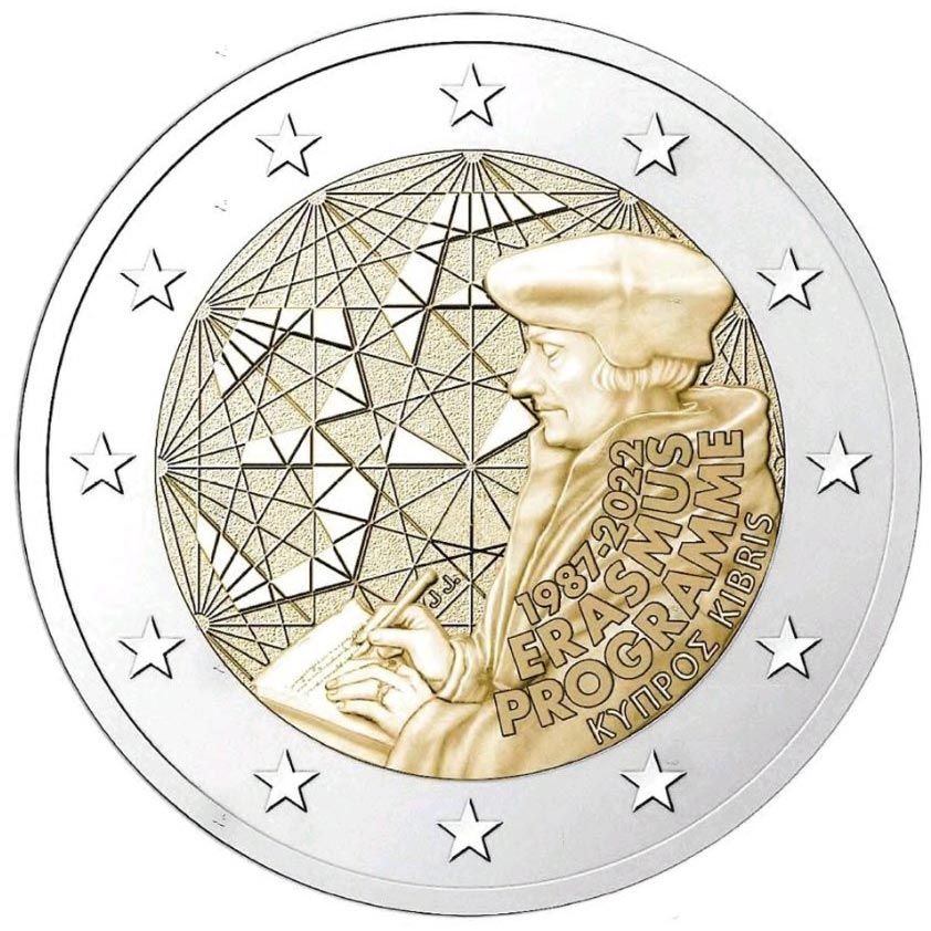 Image of 2 euro coin - 35th Anniversary of the Erasmus Programme | Cyprus 2022