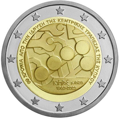 Image of 2 euro coin - 60th Anniversary of the Establishment of the Central Bank of Cyprus | Cyprus 2023