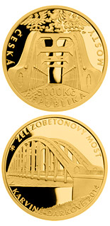 5000 koruna coin Ferroconcrete bridge in Karviná-Darkov  | Czech Republic 2014