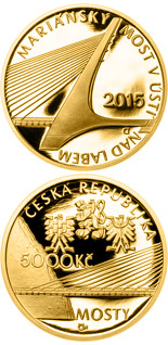 5000 koruna coin Mariánský Bridge in Ústí nad Labem | Czech Republic 2015