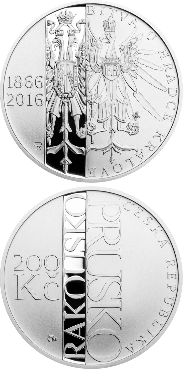 Image of 200 koruna coin - Battle of Hradec Králové | Czech Republic 2016.  The Silver coin is of Proof, BU quality.