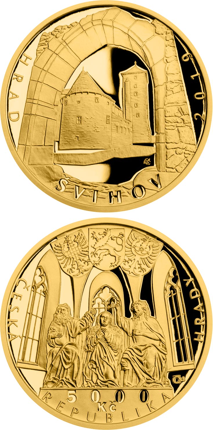 Image of 5000 koruna coin - Švihov | Czech Republic 2019.  The Gold coin is of Proof, BU quality.