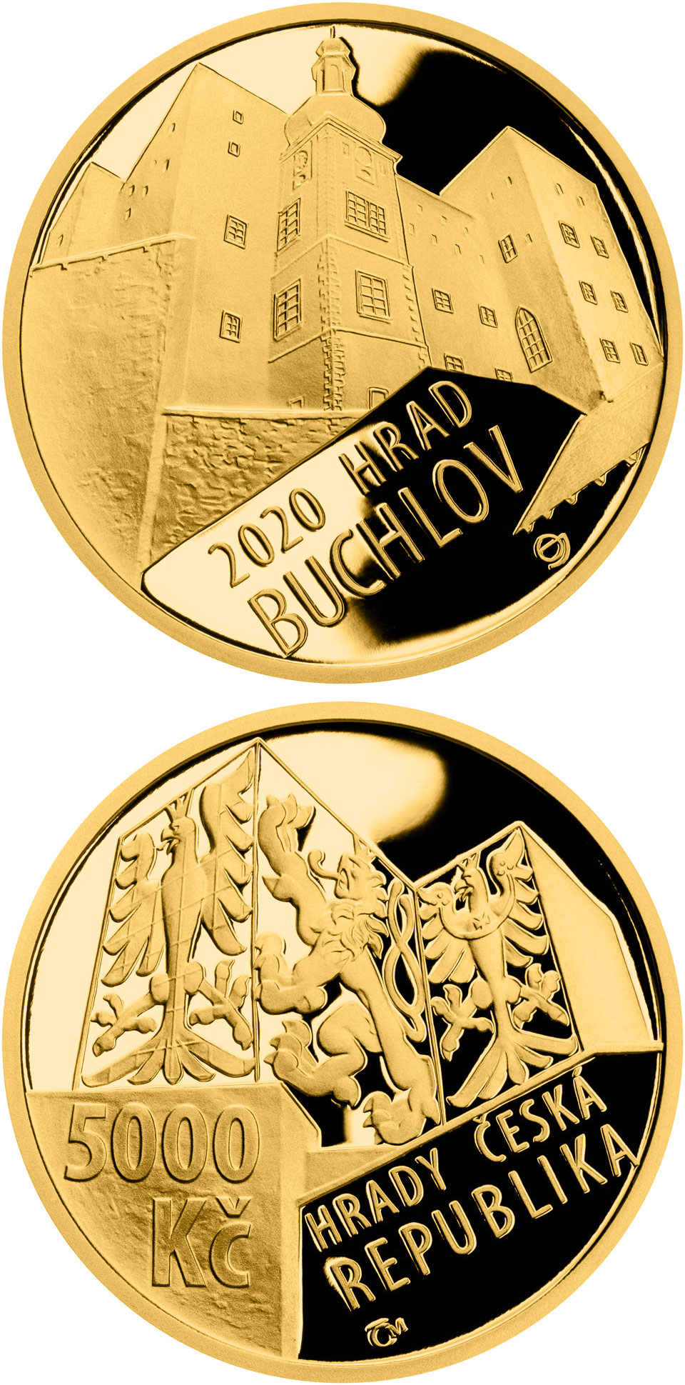Image of 5000 koruna coin - Buchlov | Czech Republic 2020.  The Gold coin is of Proof, BU quality.
