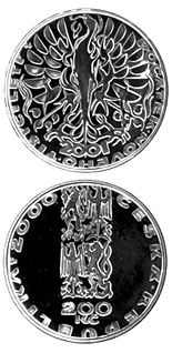 200 koruna coin Coin to mark the start of the new millenium. | Czech Republic 2000